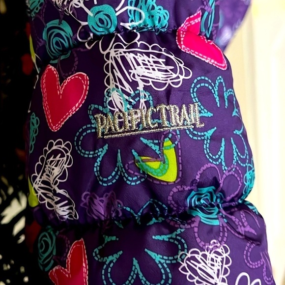 Brand New Pacific Trail Purple Graffiti Hooded Puffer Zip Up Coat Winter Jacket - Picture 14 of 16